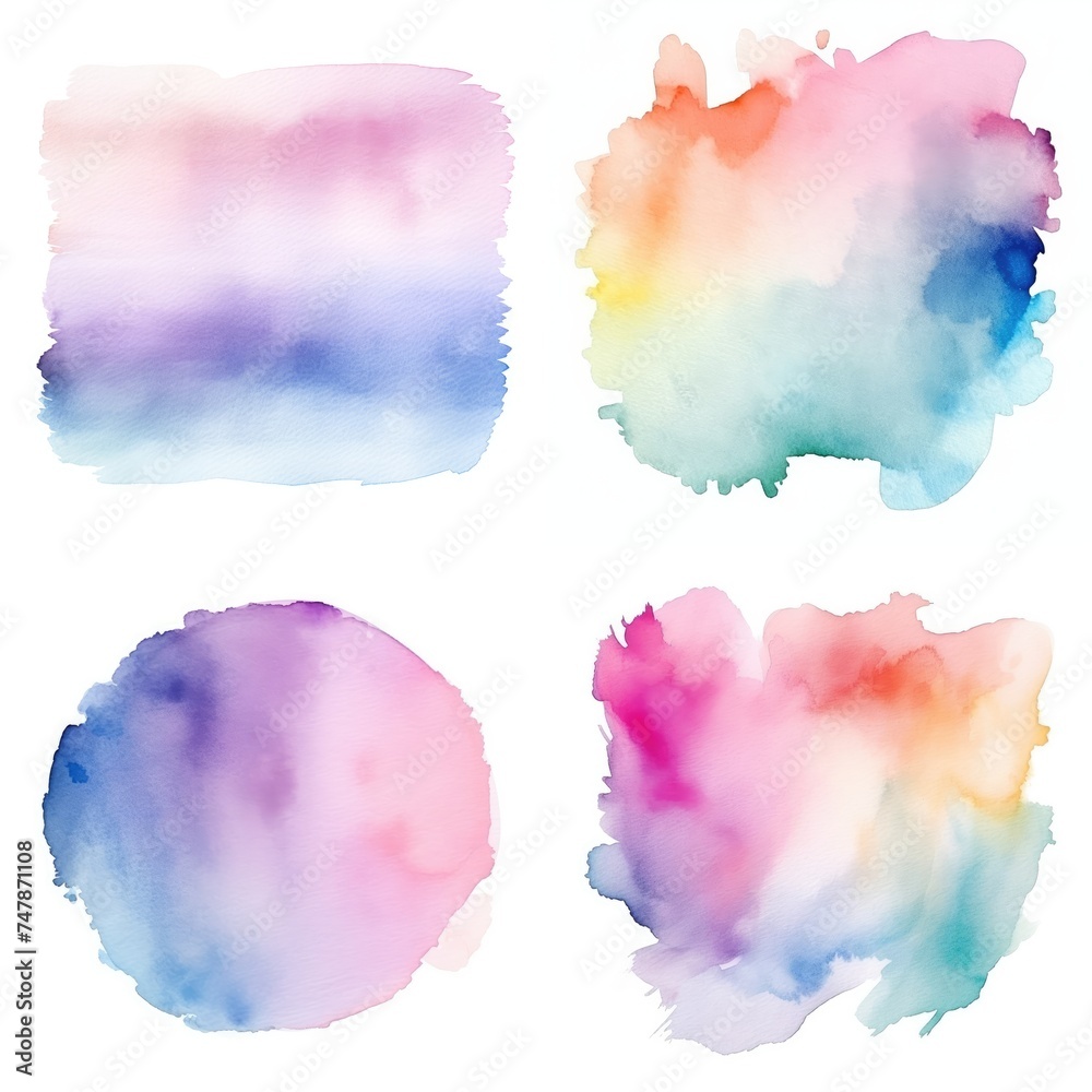 Set of stains of various flowers on a white background