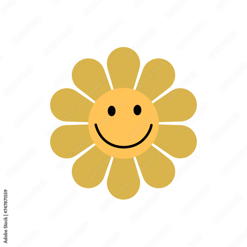 Funny groovy flower cartoon character Funny groovy flower cartoon character