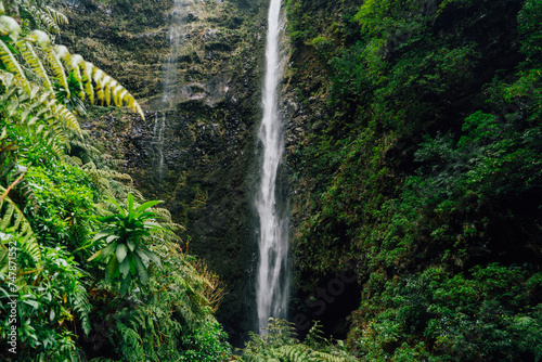 Levada do Caldeirão Verde, Madeira, a majestic waterfall in the middle of untouched nature photo