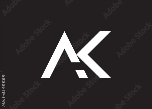 AK Letter Logo Design with Creative Intersected