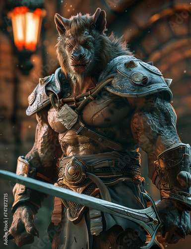 RPG DND fantasy character for Dungeons and Dragons, Roleplay, Avatar, Gnoll, Brute, Soldier, Warrior, Hero, Wolf, Werewolf