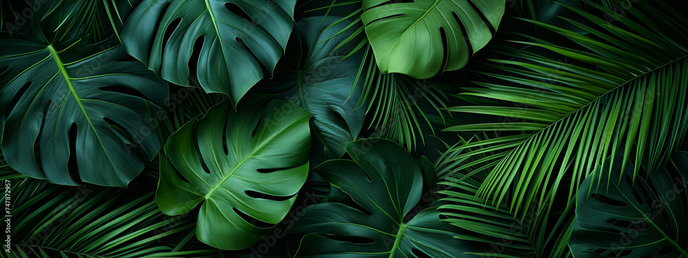 Tropical leaves background. Green leaf banner and floral jungle pattern concept. abstract green leaf texture. Tropical leaves background. Green leaf banner and floral jungle pattern concept. abstract green leaf texture.
