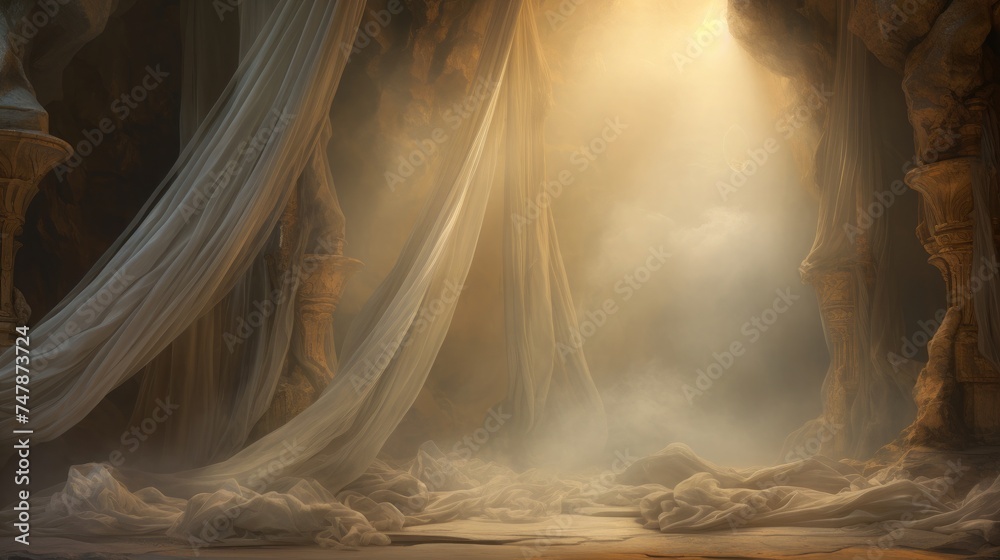 Ethereal environment with cloth - obrazy, fototapety, plakaty 
