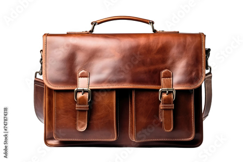 Brown Leather Briefcase showcasing its sleek design and professional appearance. The briefcase exudes a sense of sophistication and functionality, perfect for business meetings and daily use.