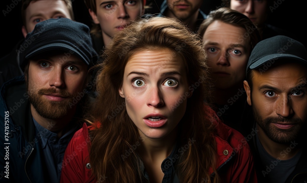 Group of People Reacting in Surprise Group of People Reacting in Surprise
