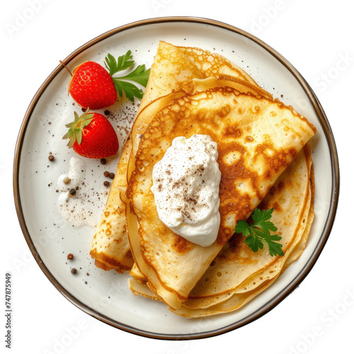 crepes with cottage cheese and sour cream on transparency background PNG