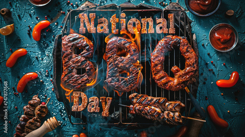 National BBQ Day, Grill marks texture adds tactile authenticity to design 