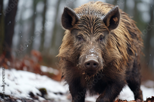 wild boar in winter forest © wendi