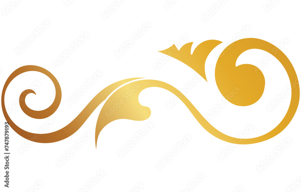 Fototapeta premium Golden abstract vintage graphic element Rolling black lines on a white background