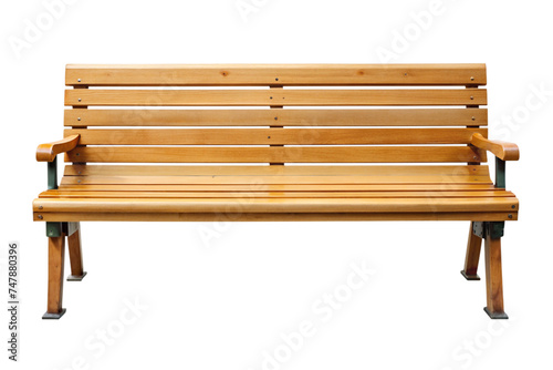 wooden park bench on a transparent background