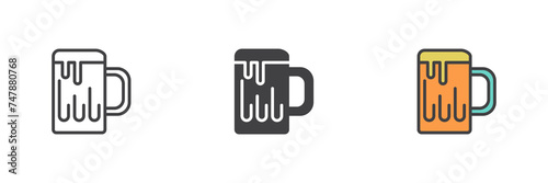 Beer mug different style icon set