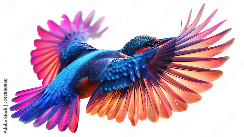 Fluttering grace, radiant colors, each bird's charm enchantingly portrayed. This png file on a transparent background. 
