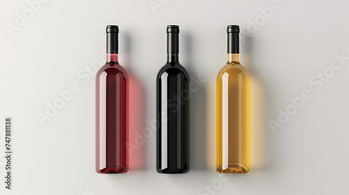 set of  wine bottles blank labels mock up isolated on white background  © daniel