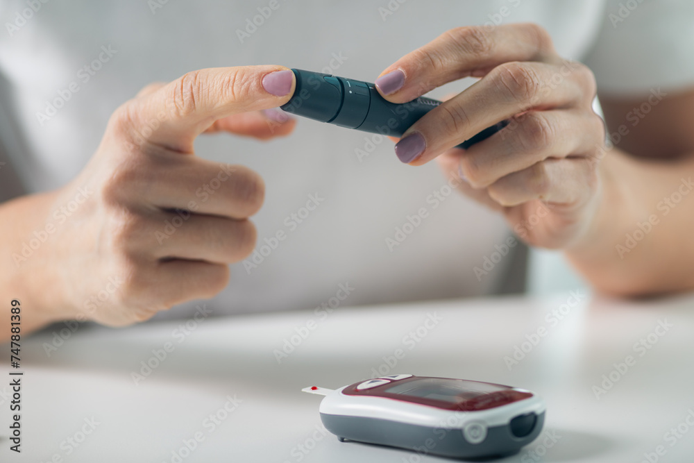 Diabetes management with at home blood sugar testing, ensuring timely monitoring and control