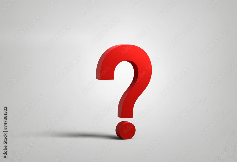 Red Question Mark on White Background, demanding attention with its bold color and distinctive shape. Red Question Mark on White Background, demanding attention with its bold color and distinctive shape.