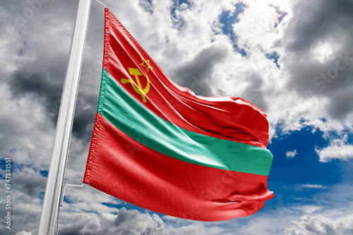 Flag of Transnistria Transnistria is a region in Eastern Europe that is under the effective control of Russia but is recognized by the international community as an administrative unit of Moldova photo