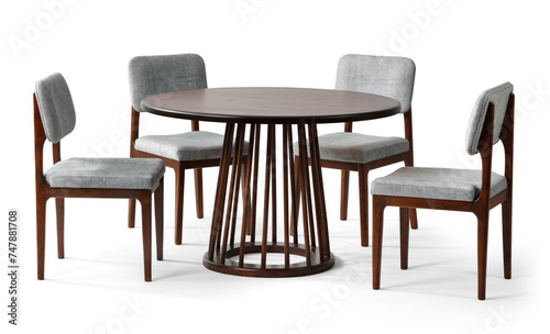 modern dining table on white background .Round wooden table