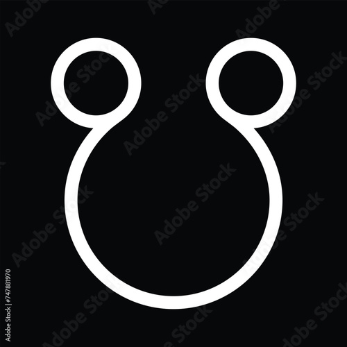 south node ketu astrology symbol. descending lunar node. zodiac, astronomy and horoscope sign. isolated vector image with black background