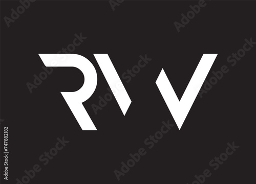 Abstract letter RW logo. This logo icon incorporate with abstract shape in the creative way.  photo