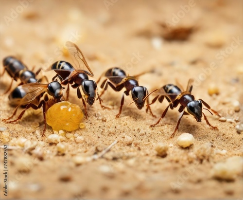 Ants, like wasps, are searching for food in the field © Zakir