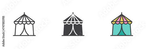 Circus tent different style icon set