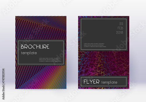 Black cover design template set. Rainbow abstract