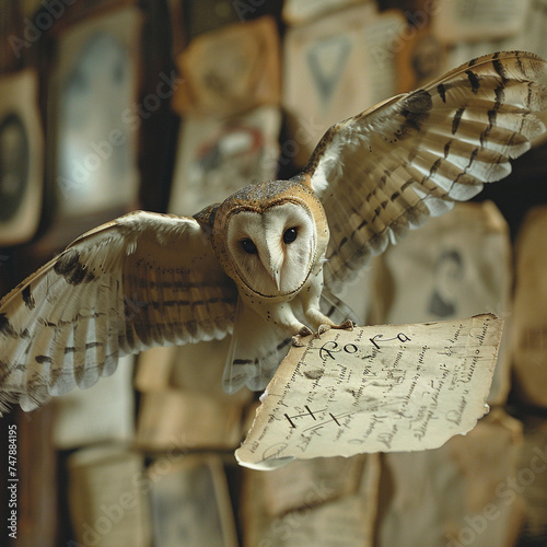 An owl delivers letters from the past photo