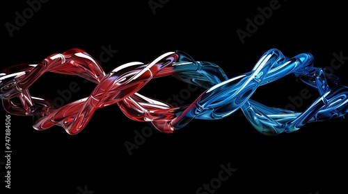 A dynamic abstract portrayal of DNA in motion, with swirling blue and red patterns, emphasizing the constant change in genetic science. AI Generative