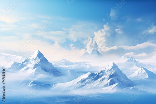 a snowy mountains with clouds