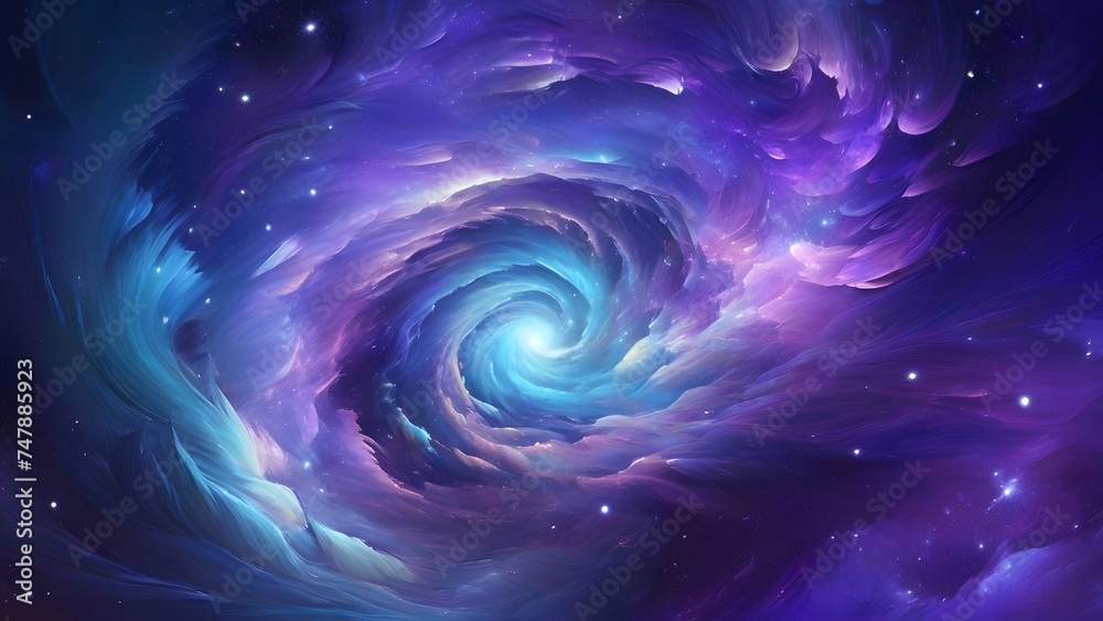 An ethereal cosmic nebula swirling in shades of violet and turquoise, sparkling stars scattered throughout, glowing wisps of gas forming intricate patterns, evoking a sense of wonder and serenity An ethereal cosmic nebula swirling in shades of violet and turquoise, sparkling stars scattered throughout, glowing wisps of gas forming intricate patterns, evoking a sense of wonder and serenity