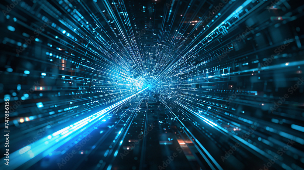Particle flow tunnel space vortex, Internet science and technology creative background Particle flow tunnel space vortex, Internet science and technology creative background