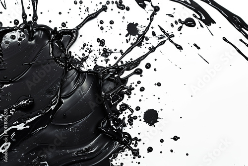 close up isolated image of splash of black paint over a white background Generative AI