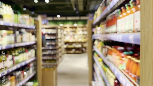 Wallpaper Mural supermarket shelves, blurred background, empty store Torontodigital.ca