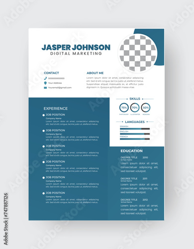 Clean Modern Resume and Cover Letter Layout Vector Template for Business Job Applications, Minimalist resume cv template,  
Resume design template, cv design, multipurpose resume design