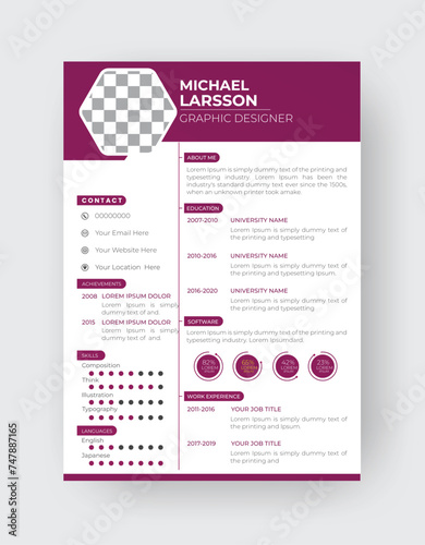 Clean Modern Resume and Cover Letter Layout Vector Template for Business Job Applications, Minimalist resume cv template,  
Resume design template, cv design, multipurpose resume design