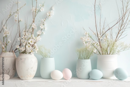 A minimalist Easter photography backdrop, blending simplicity with the subtle elegance of the season photo