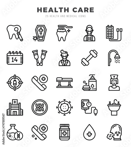 HEALTH CARE Lineal icons. Vector Lineal illustration. photo