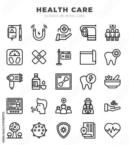 HEALTH CARE Icons Pack. Lineal icons set. Lineal icon collection set. Simple vector icons.