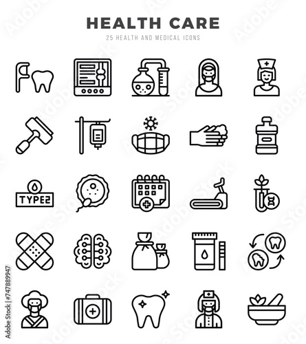 HEALTH CARE icons set for website and mobile site and apps. photo