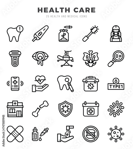 Set of HEALTH CARE icons. Vector Illustration.