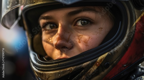 beautiful image of a biker woman . Generative AI