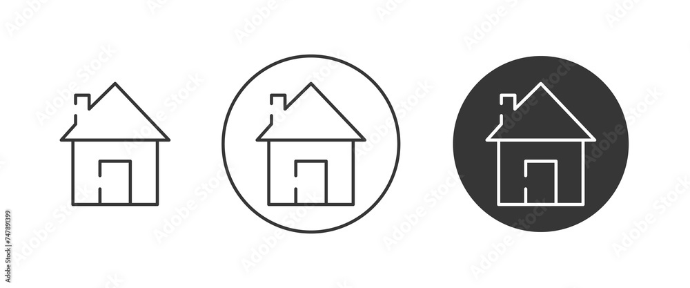 House line icon set. Home outline sign. Editable stroke. Vector symbol in trendy minimalistic flat style, isolated white background. For design, security, estate concept House line icon set. Home outline sign. Editable stroke. Vector symbol in trendy minimalistic flat style, isolated white background. For design, security, estate concept