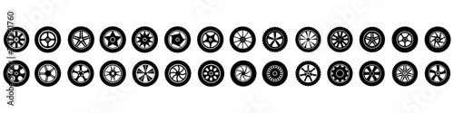 Car wheel icon vector set. Wheel illustration sign collection. Tire service symbol or logo.