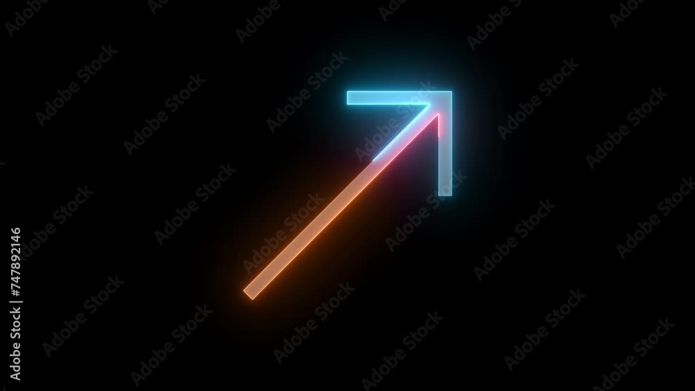 Neon go arrow icon brown cyan color glowing animation black background Neon go arrow icon brown cyan color glowing animation black background