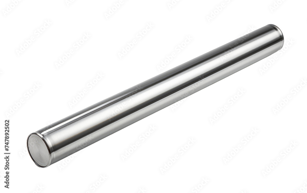A stainless steel tube. The tube is sleek and metallic, reflecting light in a uniform manner. Its cylindrical shape stands out against the simple background. A stainless steel tube. The tube is sleek and metallic, reflecting light in a uniform manner. Its cylindrical shape stands out against the simple background.
