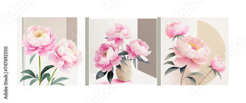 Beautiful peony flower for wedding invitation  card or poster.
