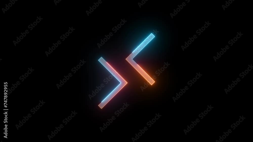Neon remote arrow icon brown cyan color glowing animation black background Neon remote arrow icon brown cyan color glowing animation black background