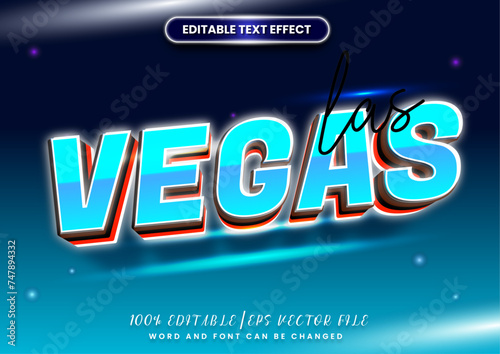 Blue neon glow text effect. Las vegas with cosmos glow style effect editable font.