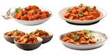 Collection of chicken tikka isolated on a white background as transparent PNG