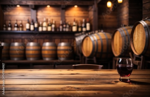 Wooden wine barrels background